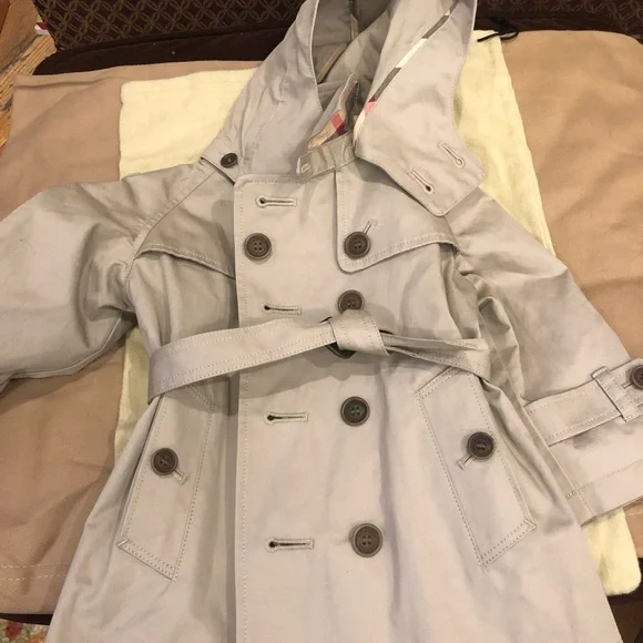 Children Burberry Hooded trench signature lining